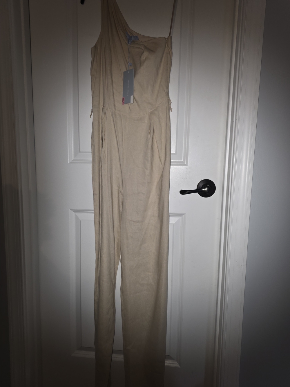 Antonio Melani Beige One-Shoulder Jumpsuit